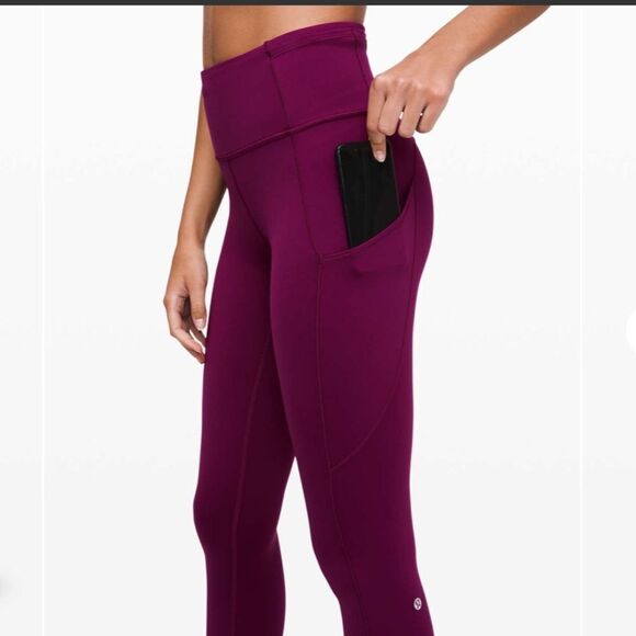 Lululemon Fast & Free Marvel burgundy 25” non reflective 4 Peloton - Picture 2 of 9